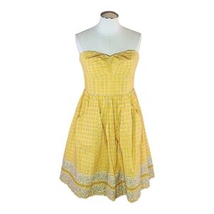 Anthropologie Yellow Strapless Star Patterm Mini Dress with Pockets 4